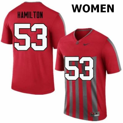 Women's Ohio State Buckeyes #53 Davon Hamilton Throwback Nike NCAA College Football Jersey March EBL3044BA